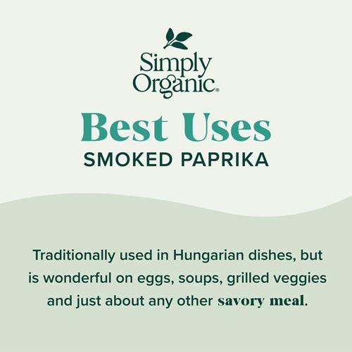 Paprika fumé Simply Organic, 77 g, paprika espagnol fumé et moulu au bois de chêne, saveur fumée intense, casher