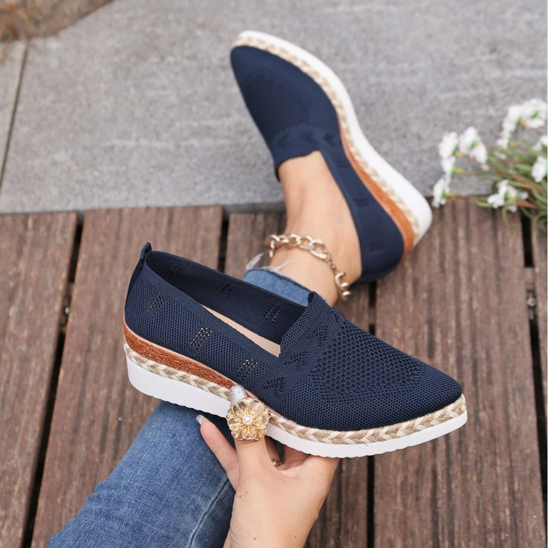 Ballerines à plateforme en corde tissée avec imprimé serpent pour femmes | Ballerines tendance