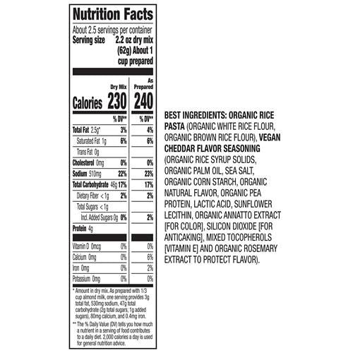 Annie's Vegan Macaroni Pâtes de riz et dîner saveur cheddar avec pâtes biologiques sans gluten, 170 g