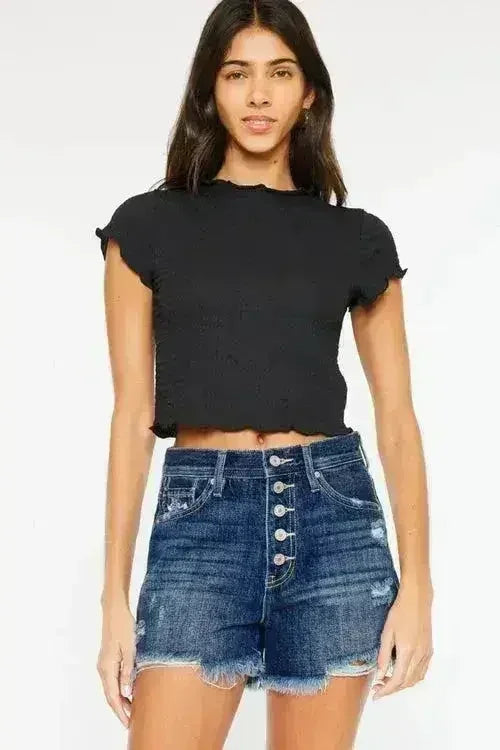 Short en jean à ourlet brut et braguette boutonnée Kancan