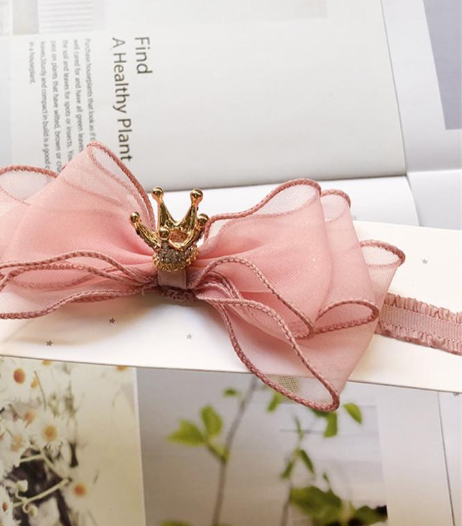 Bandeau Élastique de Luxe pour Bébés Filles, Fait Main, Moderne, avec Perles, Nœud et Couronne en Dentelle