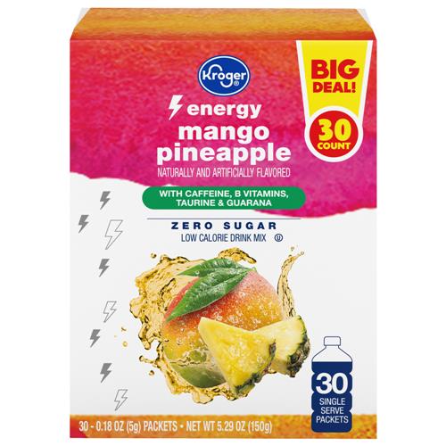 Mélange pour boisson énergisante mangue ananas Kroger, 30 sachets