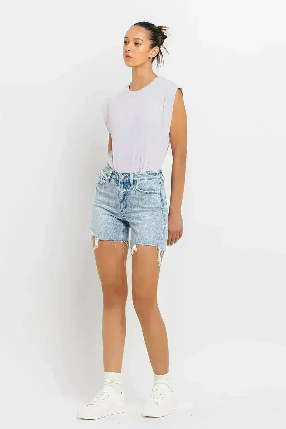 Short en jean taille haute par Vervet Flying Monkey | Femstylo