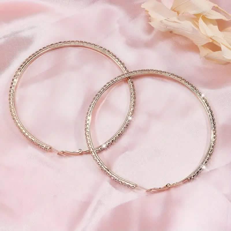 Créoles Femme Strass – Grandes Créoles Bling en Acier Inoxydable