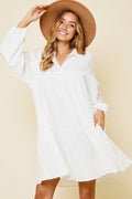 Robe Courte à Manches Ballon et Col Chemise Johnny pour Femme – Tendance, Fluide, Avant-Gardiste & Chic