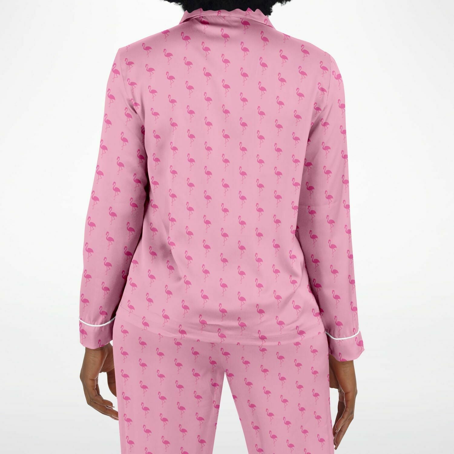 Pyjama en satin simple flamant rose