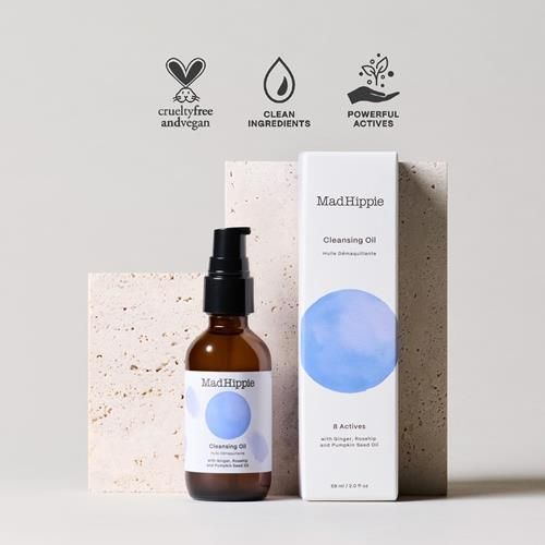 Huile Nettoyante Visage Mad Hippie - Nettoyant Visage & Démaquillant en Profondeur pour Peaux Sèches, Sensibles et à Tendance Acnéique avec Huile de Rose Musquée Riche en Vitamine C, 59 ml