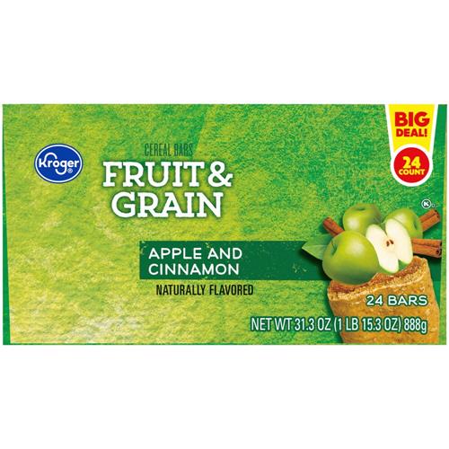 Barres déjeuner aux fruits et céréales, pomme et cannelle, Kroger, 24 unités