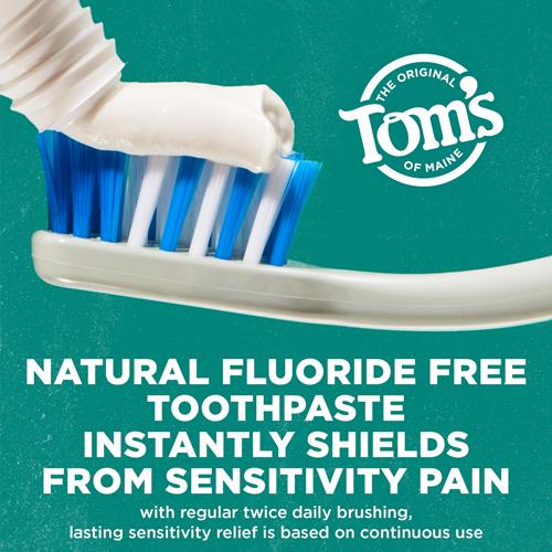 Dentifrice sensible à soulagement rapide sans fluorure Toms Of Maine, menthe fraîche, 113 g. (L'emballage peut varier)
