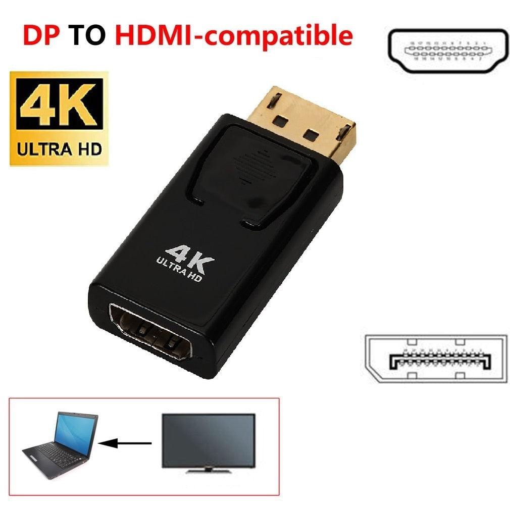 Adaptateur 4K DP vers HDMI-compatible 1080P et connecteur vidéo audio DP vers HDMI-compatible DP pour moniteur de PC portable projecteur