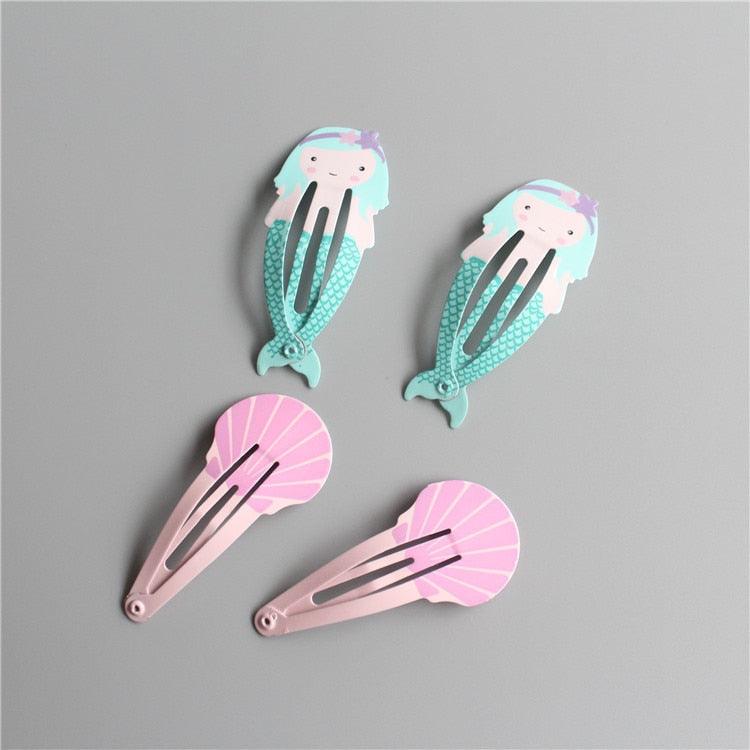4 barrettes fantaisie coquillage sirène pour filles - accessoires cheveux enfants - épingles à cheveux bébé - coiffure enfant - accessoires cheveux fantaisie pour filles