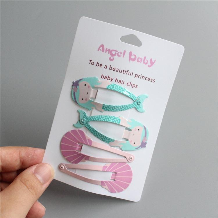 4 barrettes fantaisie coquillage sirène pour filles - accessoires cheveux enfants - épingles à cheveux bébé - coiffure enfant - accessoires cheveux fantaisie pour filles