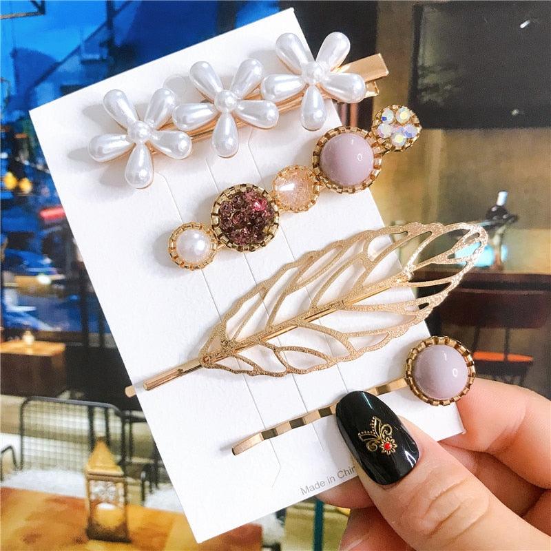 4 pièces/ensemble, accessoires de cheveux pour femmes, bijoux coréens, barrettes à perles d'imitation, pinces à cheveux cœurs d'amour pour filles, épingles à cheveux roses, accessoires de cheveux de mariage pour mariées et demoiselles d'honneur