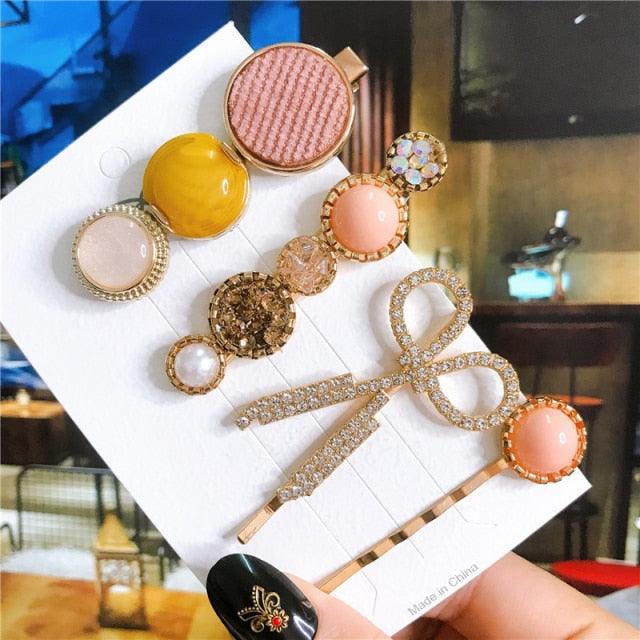 4 pièces/ensemble, accessoires de cheveux pour femmes, bijoux coréens, barrettes à perles d'imitation, pinces à cheveux cœurs d'amour pour filles, épingles à cheveux roses, accessoires de cheveux de mariage pour mariées et demoiselles d'honneur