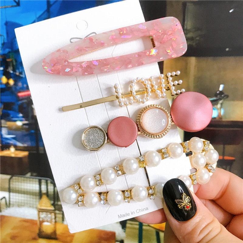 4 pièces/ensemble, accessoires de cheveux pour femmes, bijoux coréens, barrettes à perles d'imitation, pinces à cheveux cœurs d'amour pour filles, épingles à cheveux roses, accessoires de cheveux de mariage pour mariées et demoiselles d'honneur
