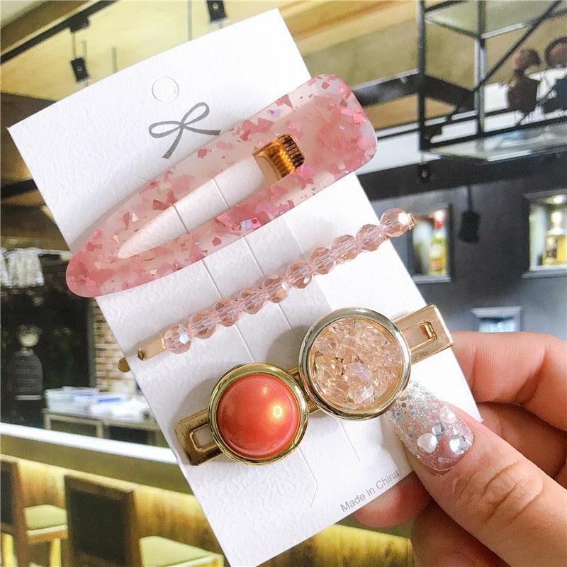 4 pièces/ensemble, accessoires de cheveux pour femmes, bijoux coréens, barrettes à perles d'imitation, pinces à cheveux cœurs d'amour pour filles, épingles à cheveux roses, accessoires de cheveux de mariage pour mariées et demoiselles d'honneur