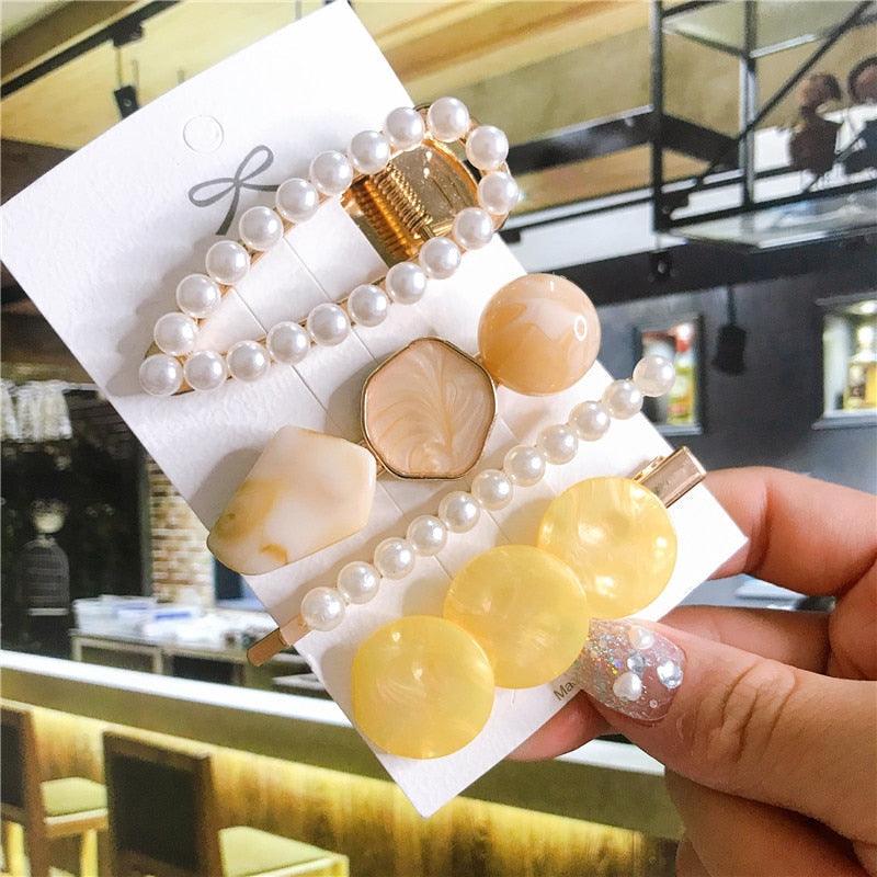 4 pièces/ensemble, accessoires de cheveux pour femmes, bijoux coréens, barrettes à perles d'imitation, pinces à cheveux cœurs d'amour pour filles, épingles à cheveux roses, accessoires de cheveux de mariage pour mariées et demoiselles d'honneur