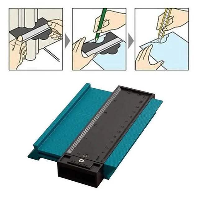 Jauge de profil de contour 5" pour carrelage, stratifié, façonnage de bords, règle de mesure du bois