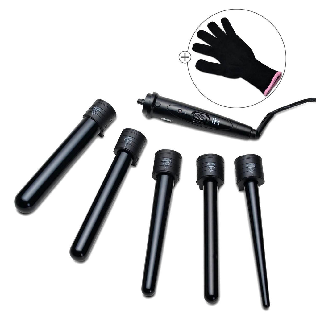 Set de bigoudis 5 en 1 avec 5 embouts interchangeables
