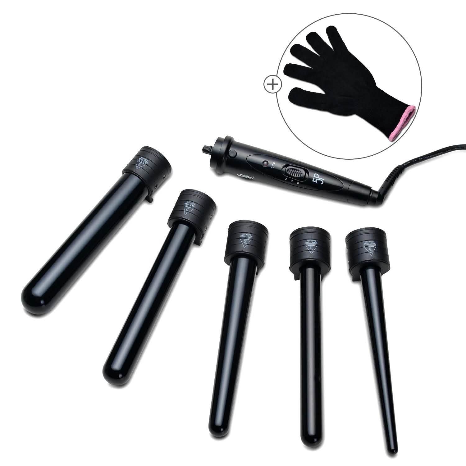 Set de bigoudis 5 en 1 avec 5 embouts interchangeables