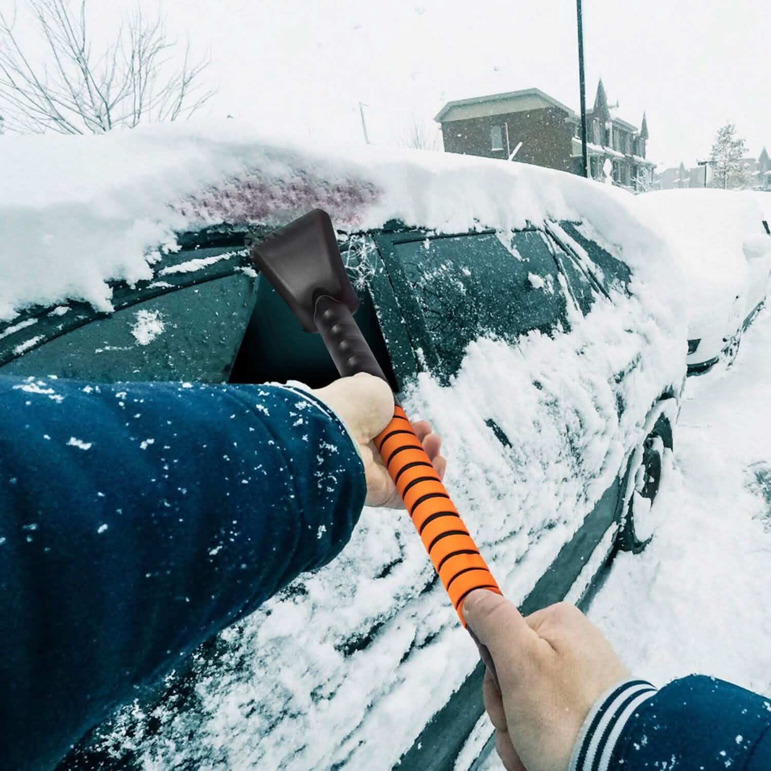 Pelle à neige et grattoir à glace 5 en 1 amovible et réglable à 180°