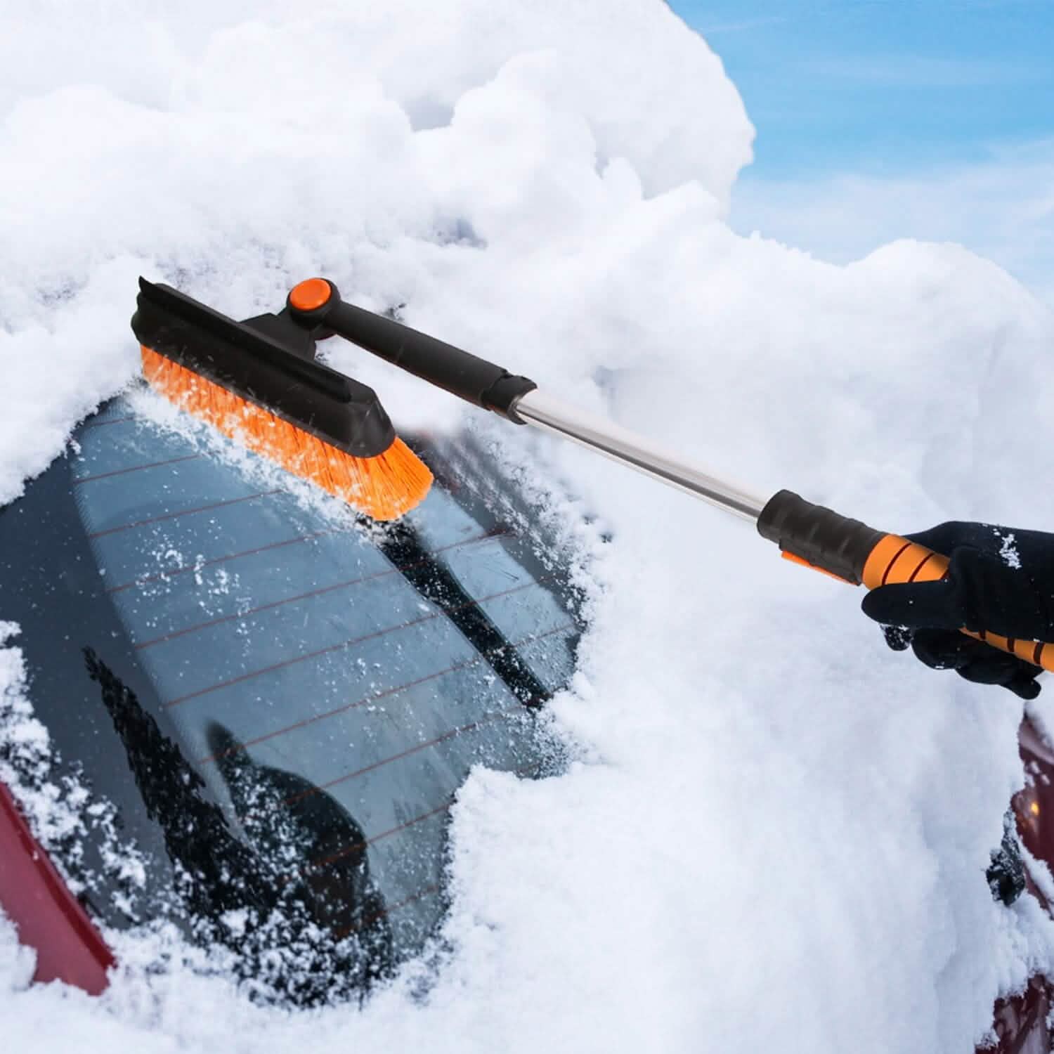 Pelle à neige et grattoir à glace 5 en 1 amovible et réglable à 180°