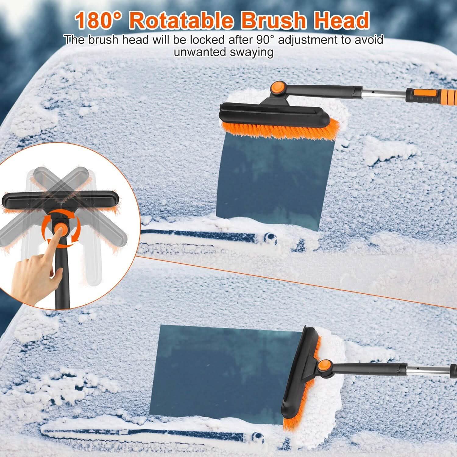 Pelle à neige et grattoir à glace 5 en 1 amovible et réglable à 180°