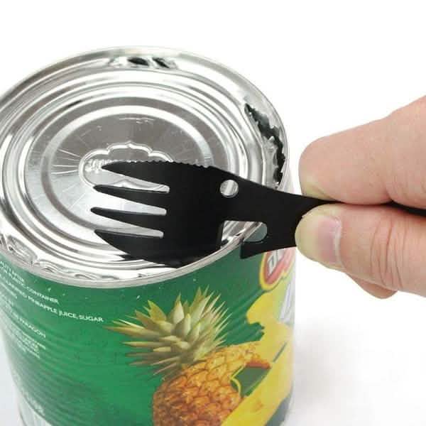 Fourchette couteau cuillère décapsuleur multifonctionnel 5 en 1 en acier inoxydable