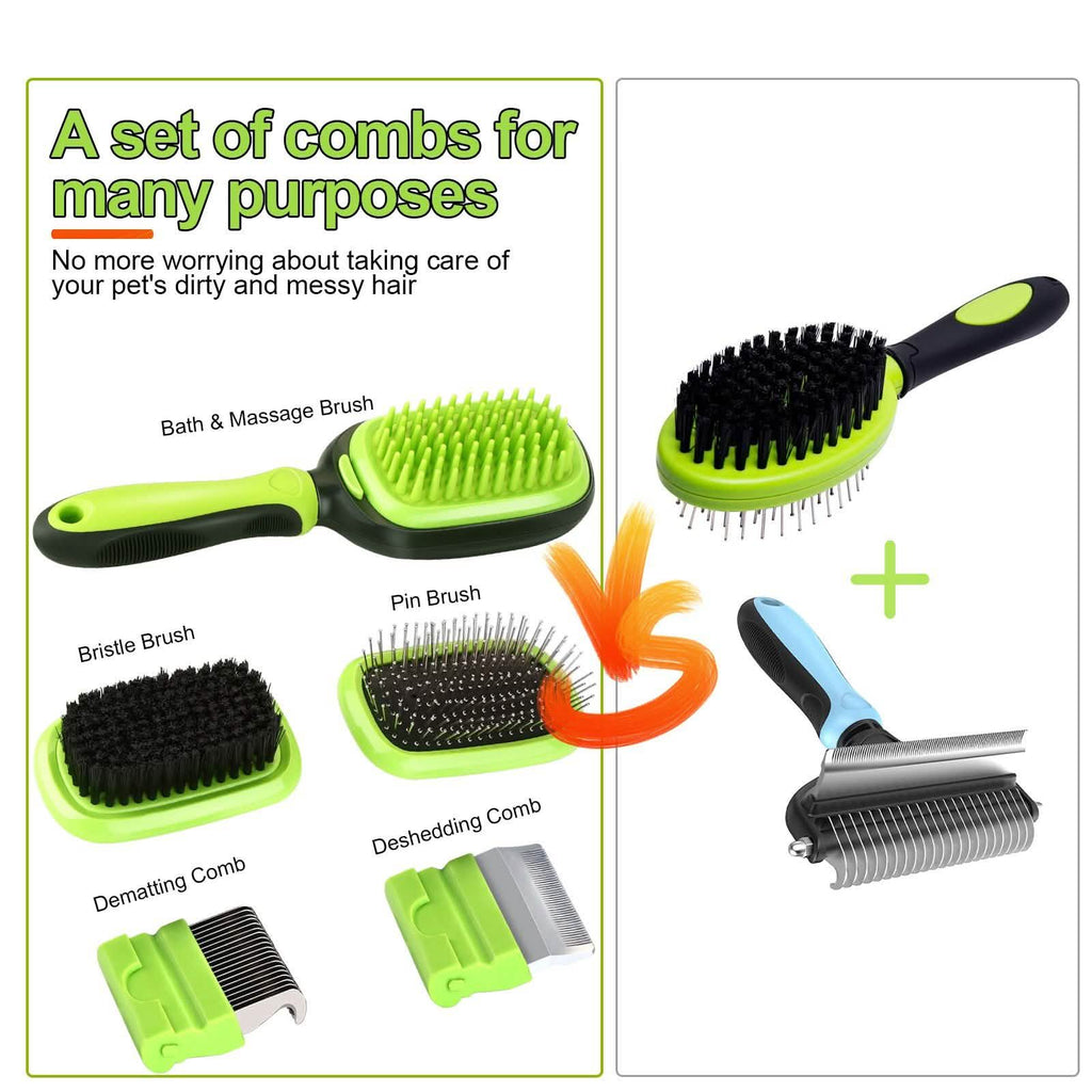Ensemble de 5 brosses pour animaux de compagnie – Toilettage, démêlage, massage
