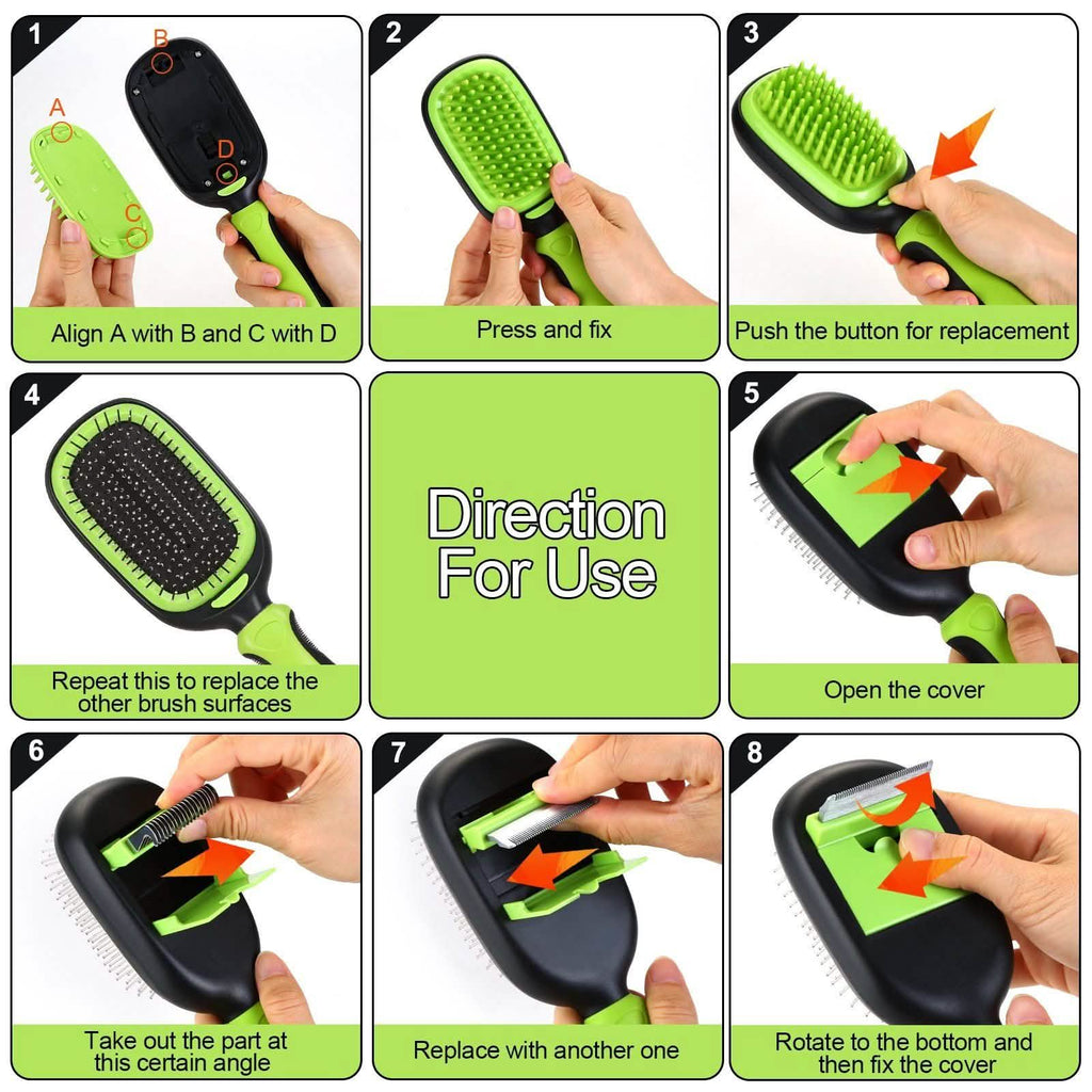 Ensemble de 5 brosses pour animaux de compagnie – Toilettage, démêlage, massage
