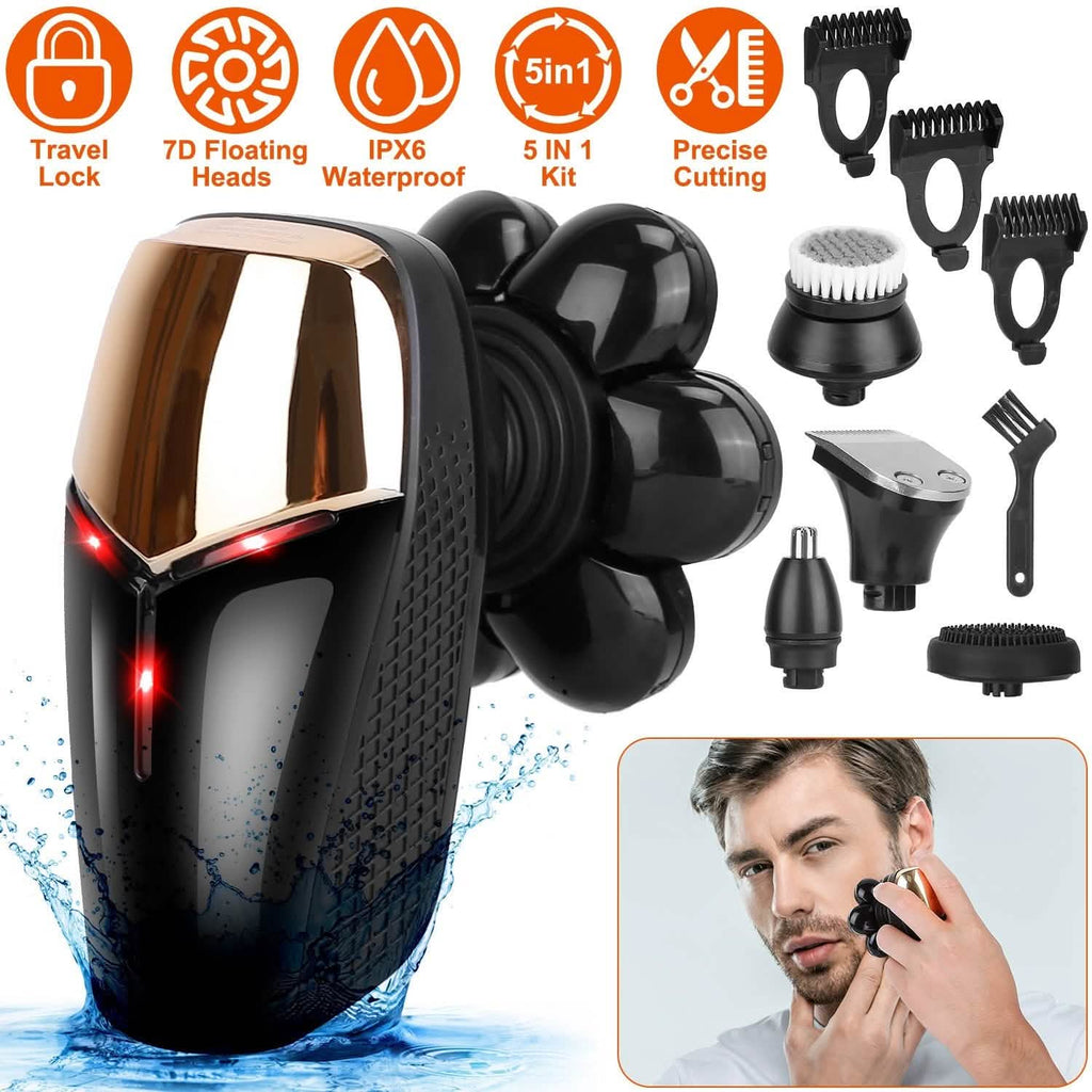 Trousse de rasage et tondeuse sans fil rechargeable 5-en-1