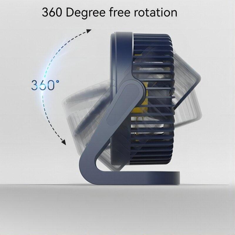 Mini ventilateur de bureau USB 5 pouces, rotatif à 360°, réglable, portable, électrique, silencieux, pour la maison ou le bureau, fort vent, deux modes de vitesse, super silencieux, mini ventilateur de refroidissement USB portable.