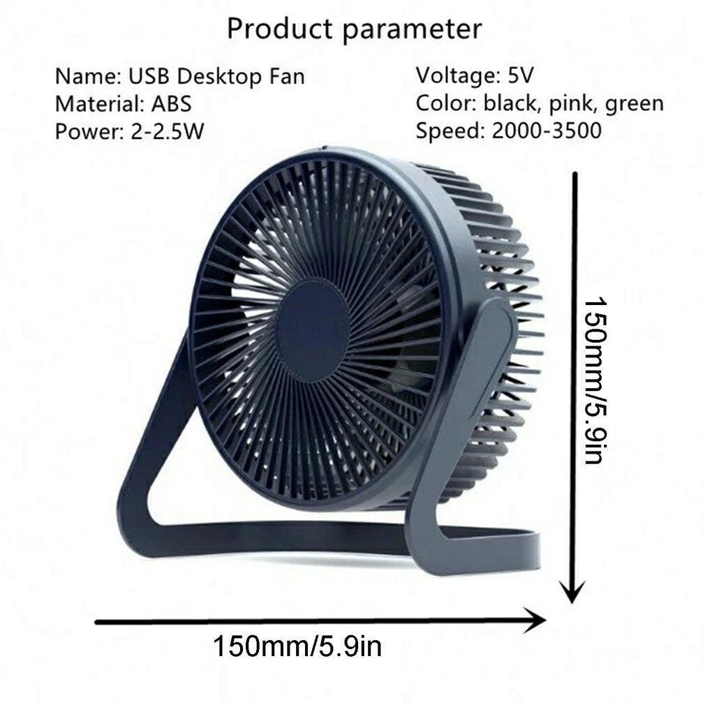 Mini ventilateur de bureau USB 5 pouces, rotatif à 360°, réglable, portable, électrique, silencieux, pour la maison ou le bureau, fort vent, deux modes de vitesse, super silencieux, mini ventilateur de refroidissement USB portable.