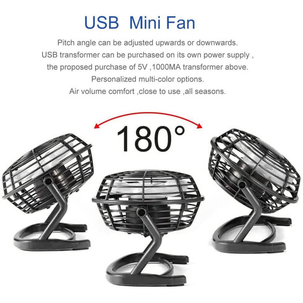 Ventilateur de bureau personnel USB de 5 pouces