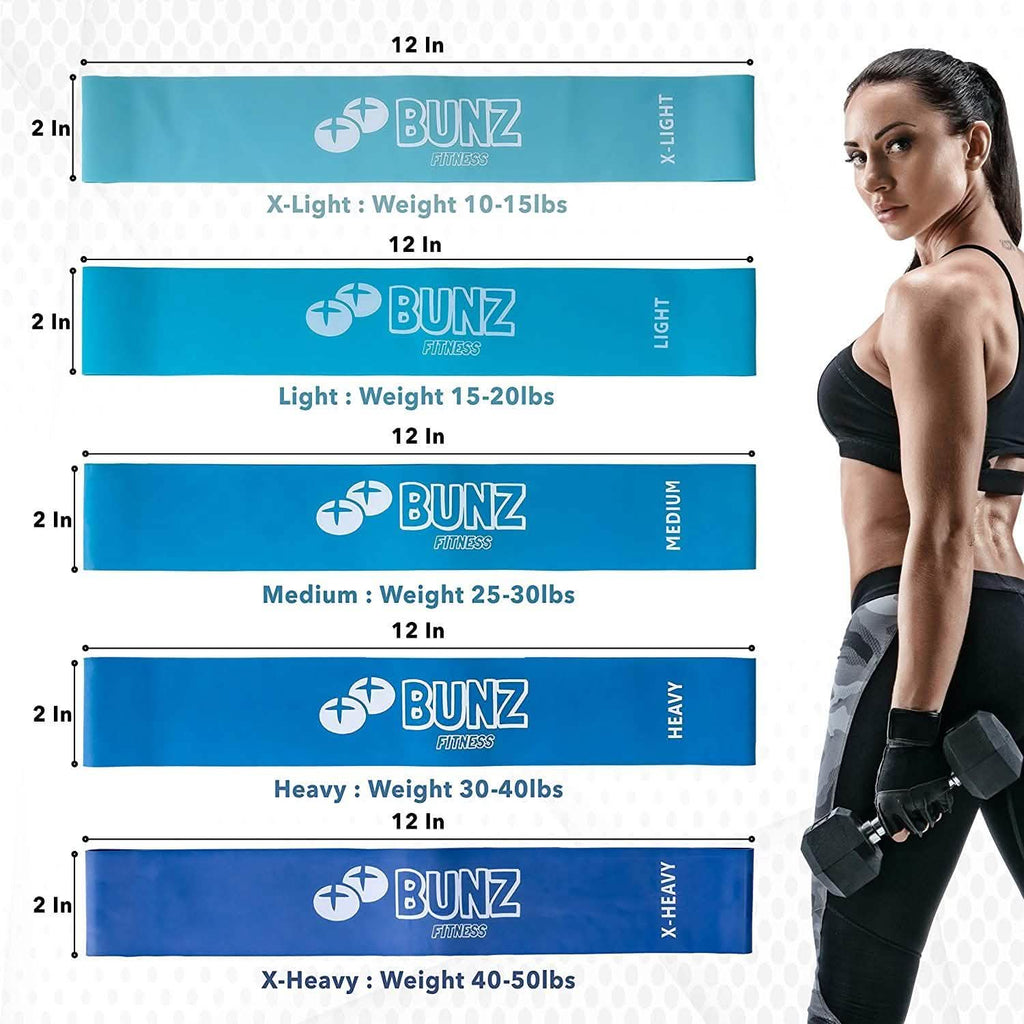 Paquet de 5 : Bande de fessiers Bunz Fitness