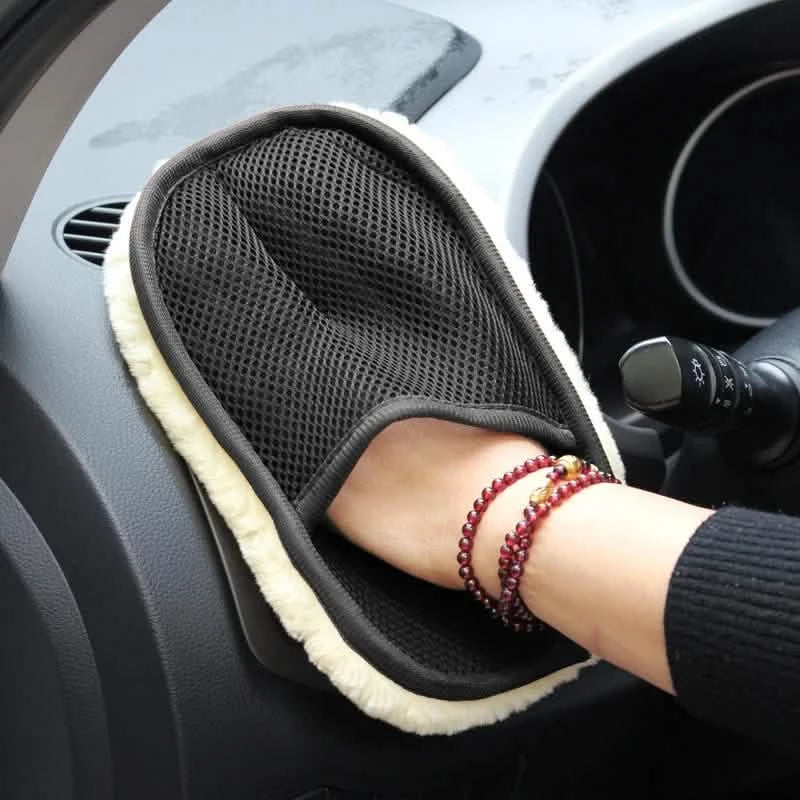 Lot de 5: Gant de lavage en laine douce pour voiture, brosse de nettoyage