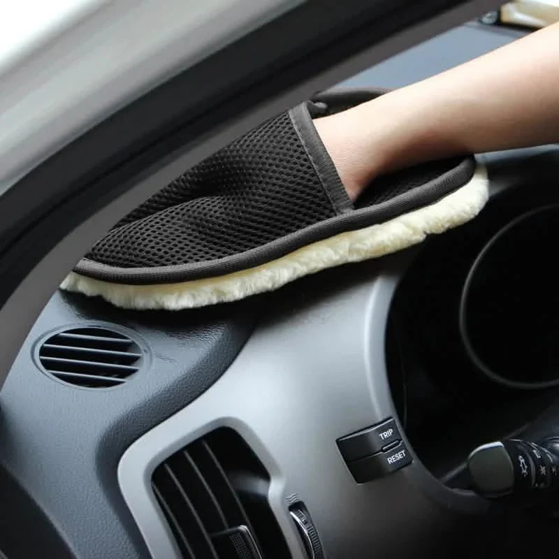 Lot de 5: Gant de lavage en laine douce pour voiture, brosse de nettoyage