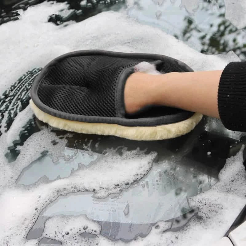 Lot de 5: Gant de lavage en laine douce pour voiture, brosse de nettoyage