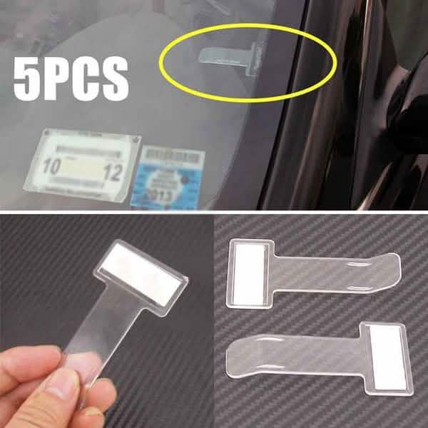 Lot de 5 : Support autocollant pour ticket de stationnement de voiture