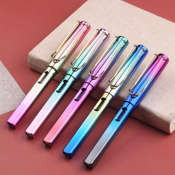 Lot de 5 : Stylo-plume de couleur tendance pour étudiant, fournitures scolaires, stylos à encre