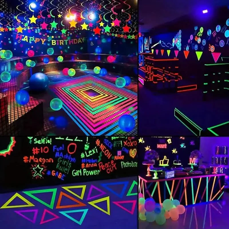 Lot de 5 rubans adhésifs fluorescents pour décorations de fête, anniversaires et loisirs créatifs