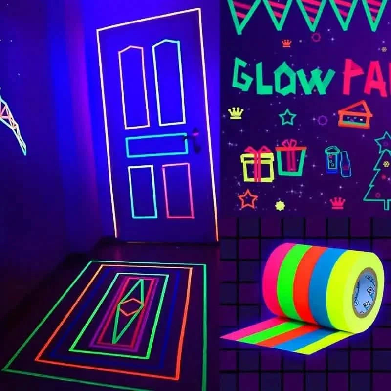 Lot de 5 rubans adhésifs fluorescents pour décorations de fête, anniversaires et loisirs créatifs