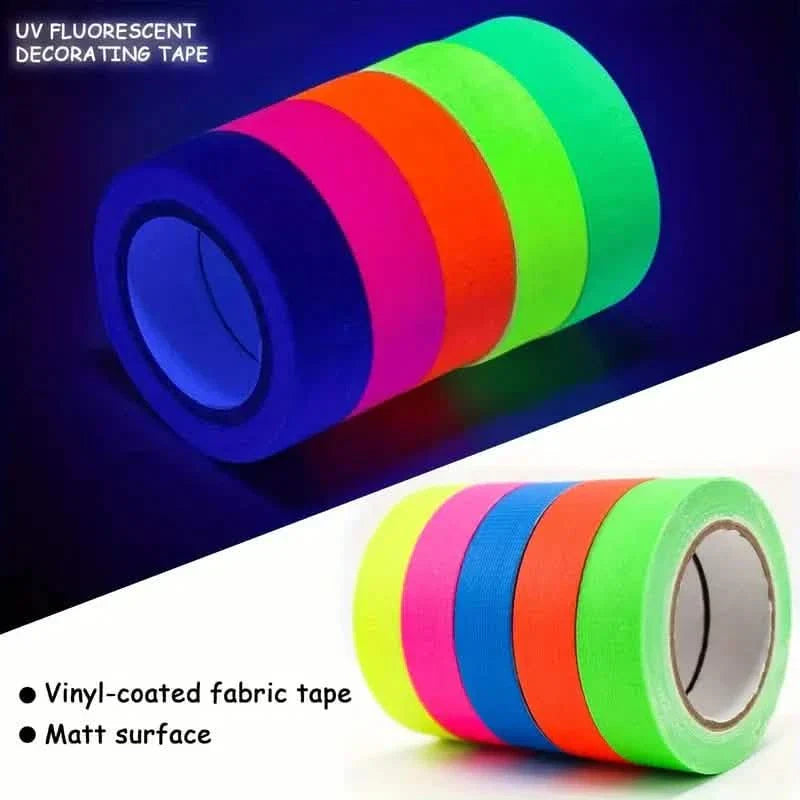 Lot de 5 rubans adhésifs fluorescents pour décorations de fête, anniversaires et loisirs créatifs