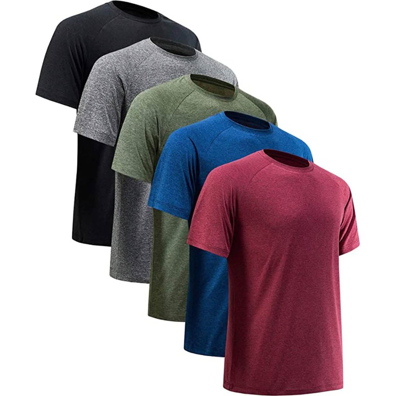 Lot de 5 : T-shirts performants athlétiques et respirants pour homme