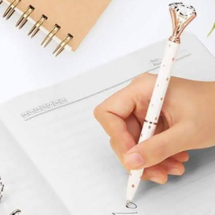 Lot de 5 stylos à bille multicolores avec diamant