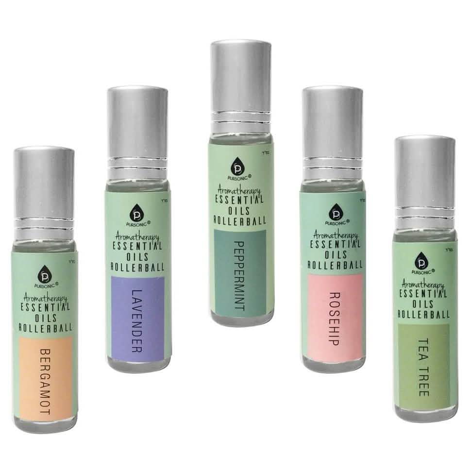 Lot de 5 : Flacons roll-on d'huiles essentielles d'aromathérapie Pursonic