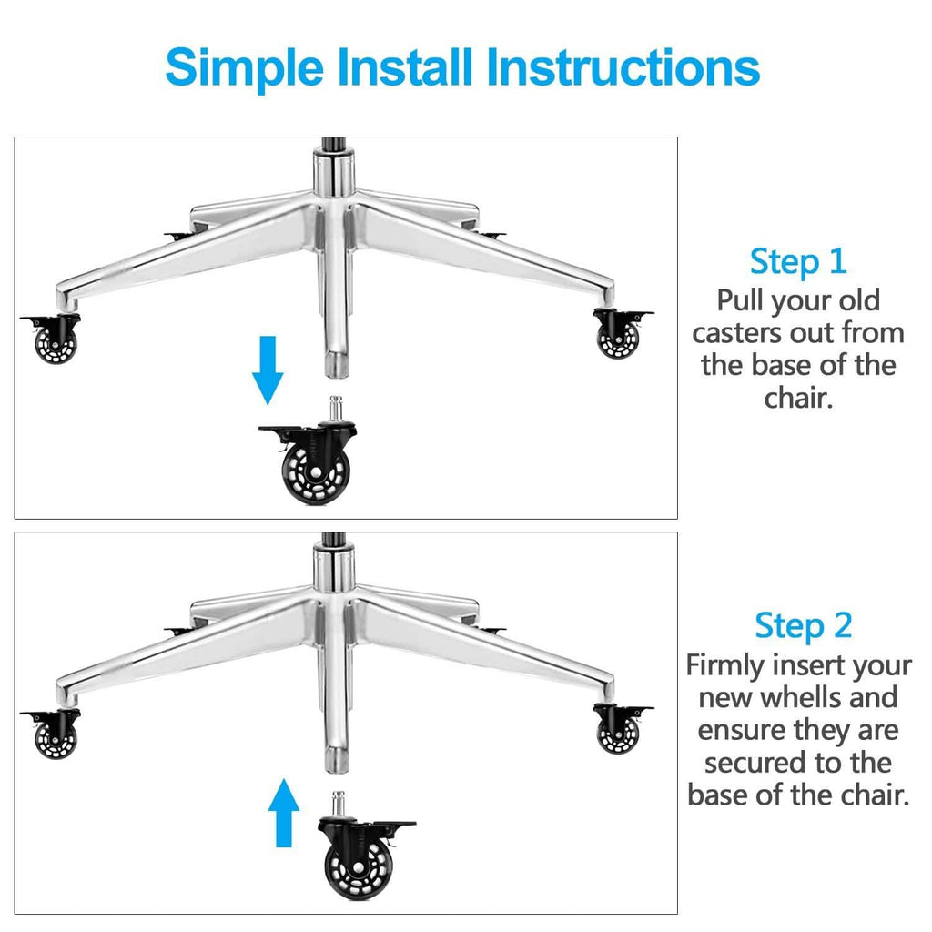 Lot de 5 : Roulettes de rechange pour chaise de bureau