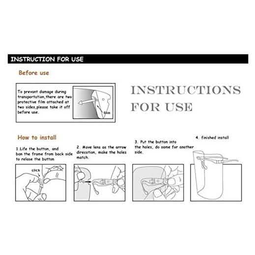Lot de 5 : Visières de protection transparentes réutilisables