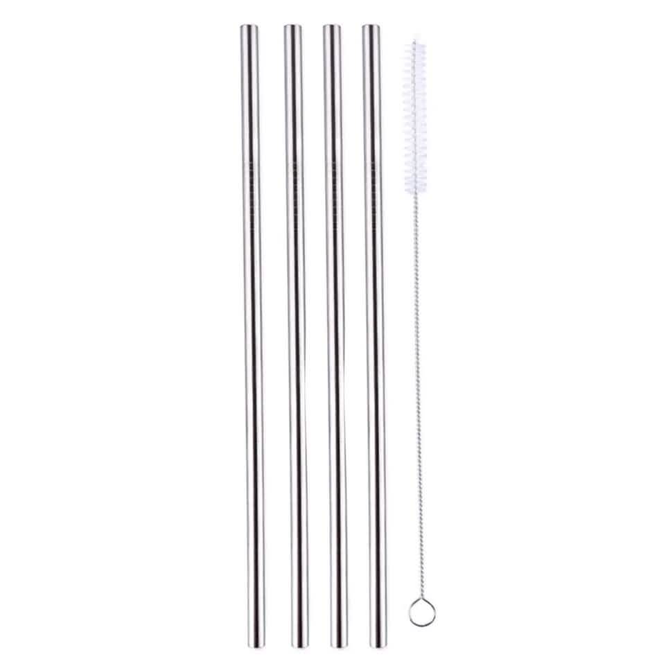 Lot de 5 : pailles droites ou courbées en acier inoxydable