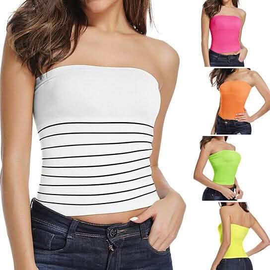 Lot de 5: Hauts courts bandeau sans coutures à longueur longue pour femmes